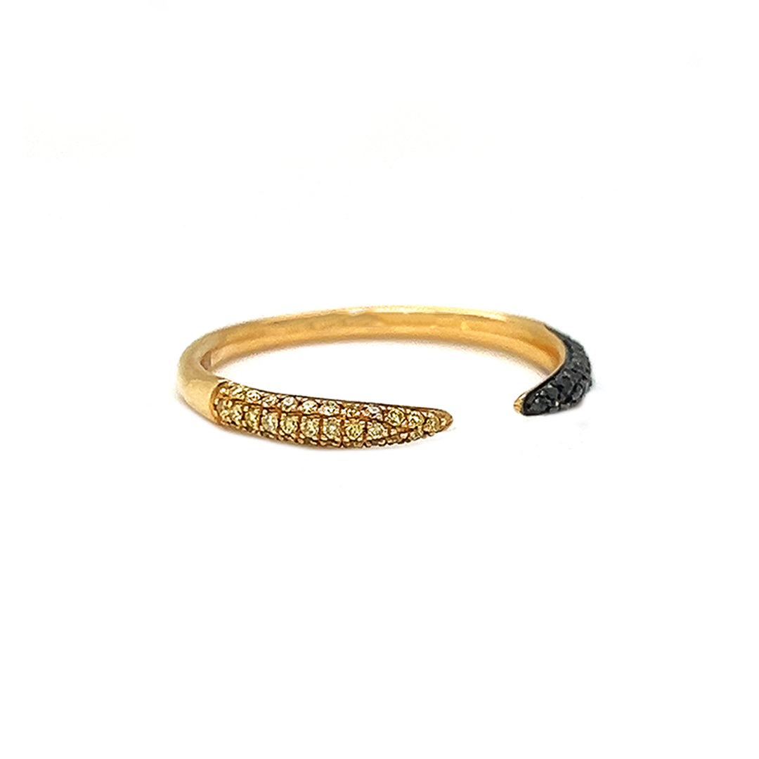 Natural Fancy Yellow and Black Diamond Band, in Yellow Gold