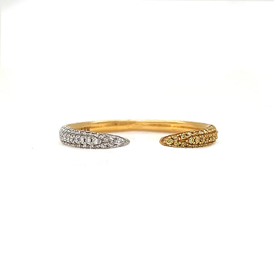 Natural Fancy Yellow & White Diamonds Nail Band Ring, in Yellow Gold