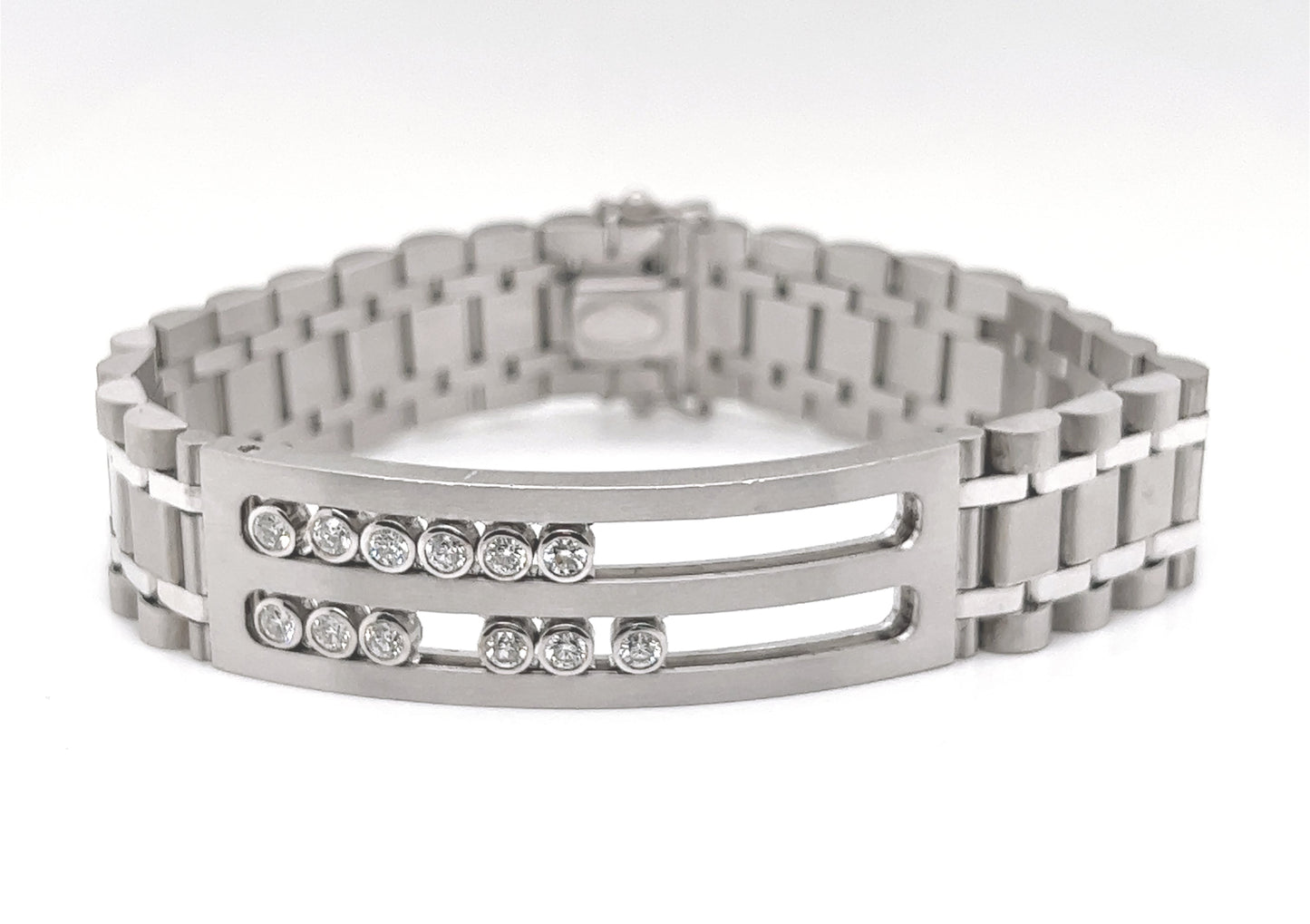 Natural Round Diamond Anniversary Cocktail Bracelet, in White Gold - Pre-owned