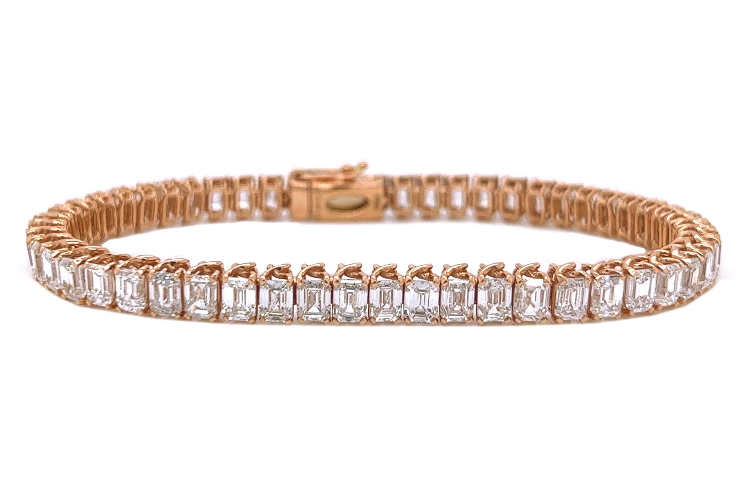 14.87 ct. t.w. Natural Emerald Cut Diamond Tennis Bracelet, in Rose Gold