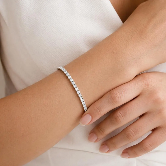 4.91 cttw. Natural Round Diamond Tennis Bracelet, in White Gold model