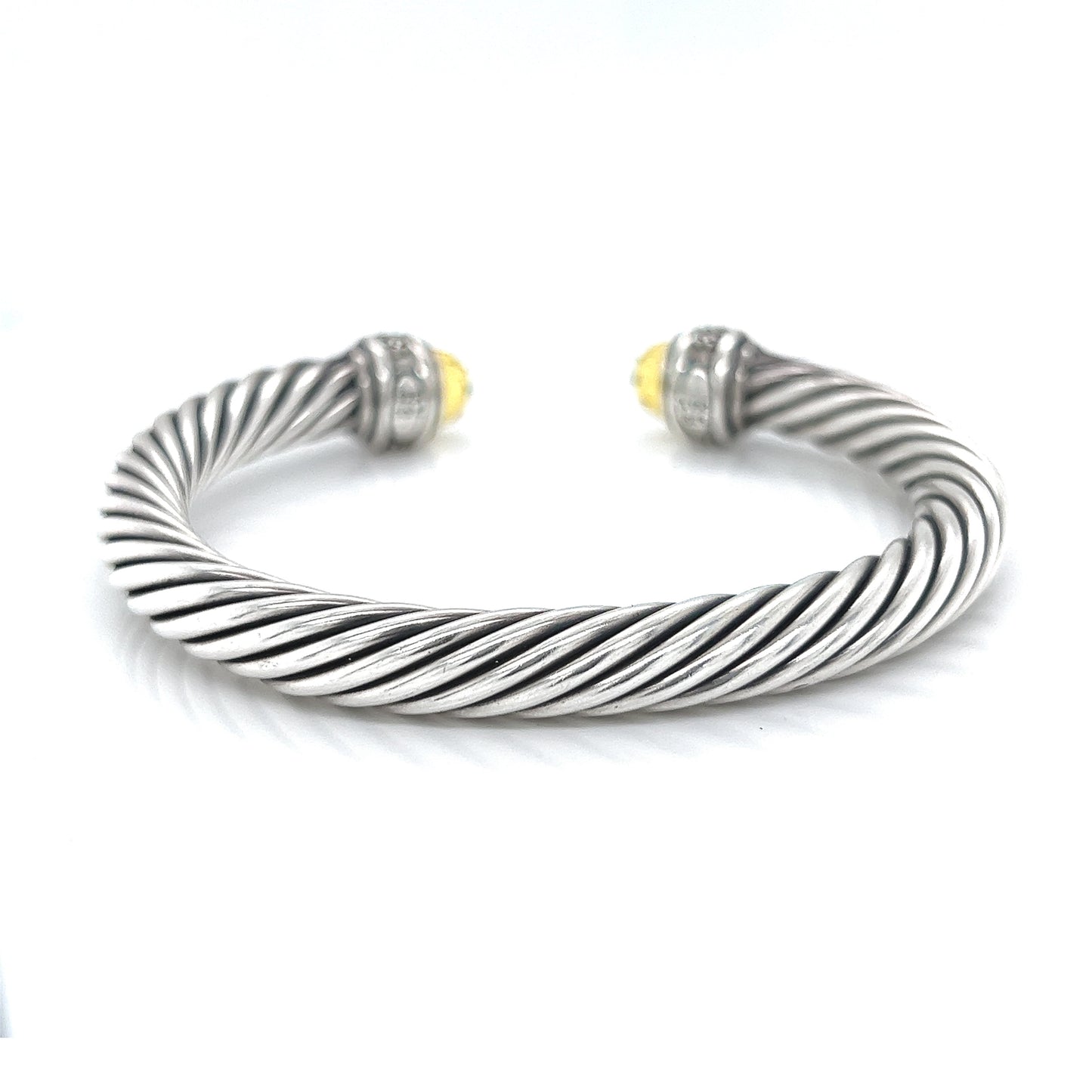 David Yurman Twisted Cable Citrine Diamond Bracelet Sterling Silver