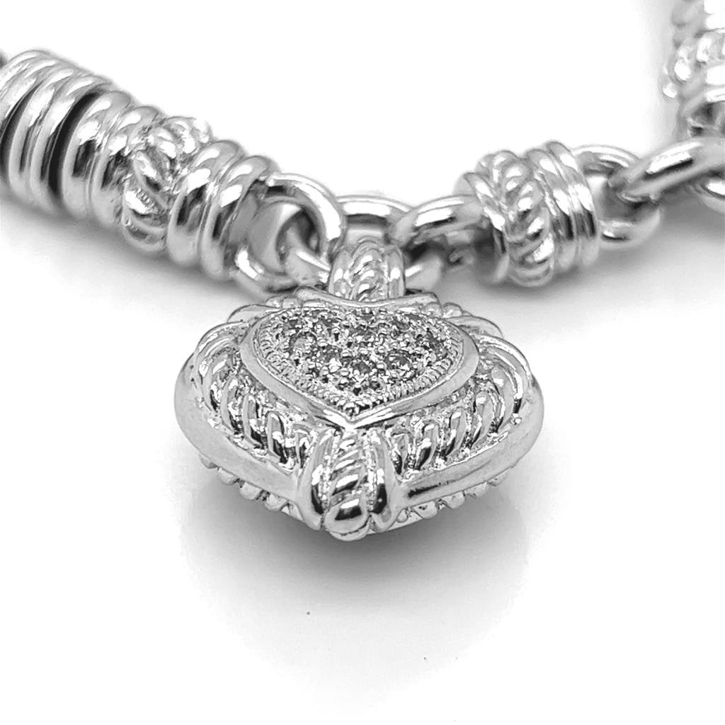 Judith Ripka Magnetic Heart Accent Sterling Silver Bracelet - Pre-owned