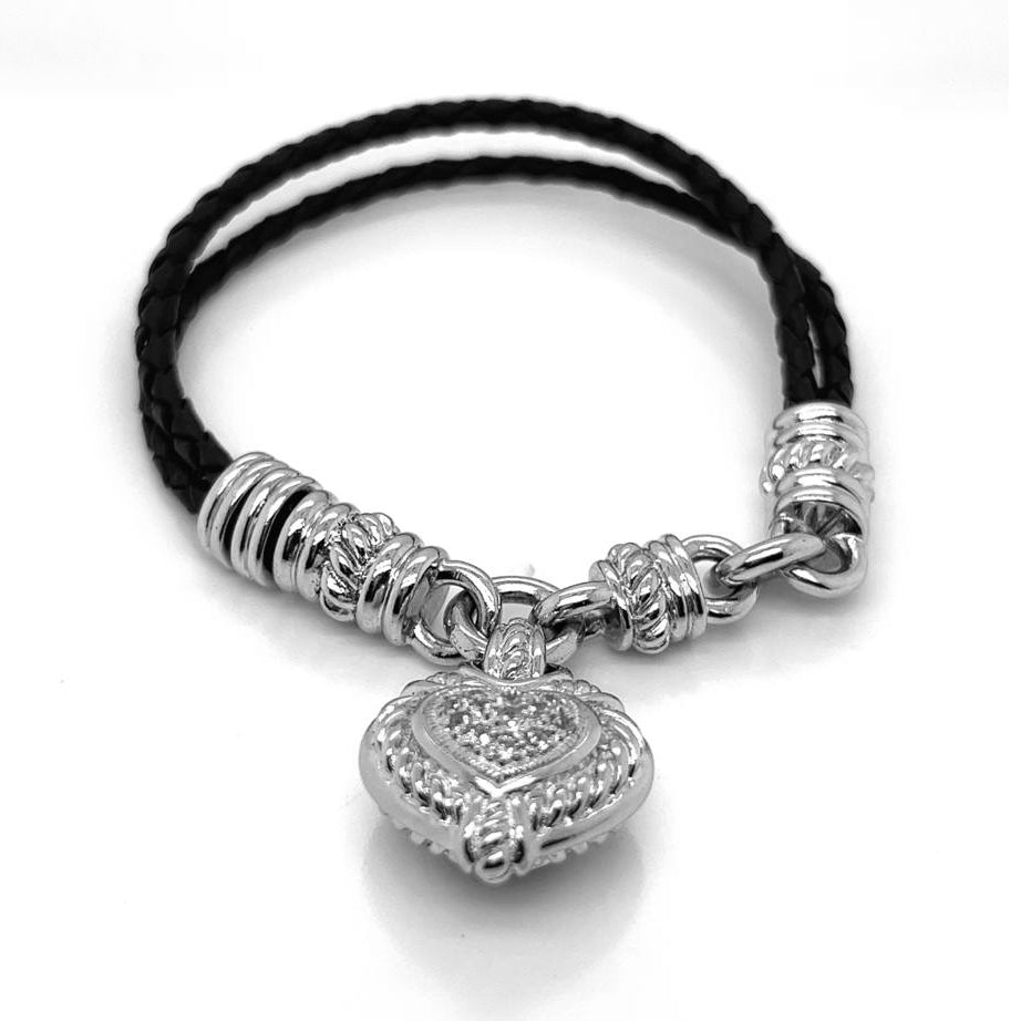 Judith Ripka Magnetic Heart Accent Sterling Silver Bracelet - Pre-owned
