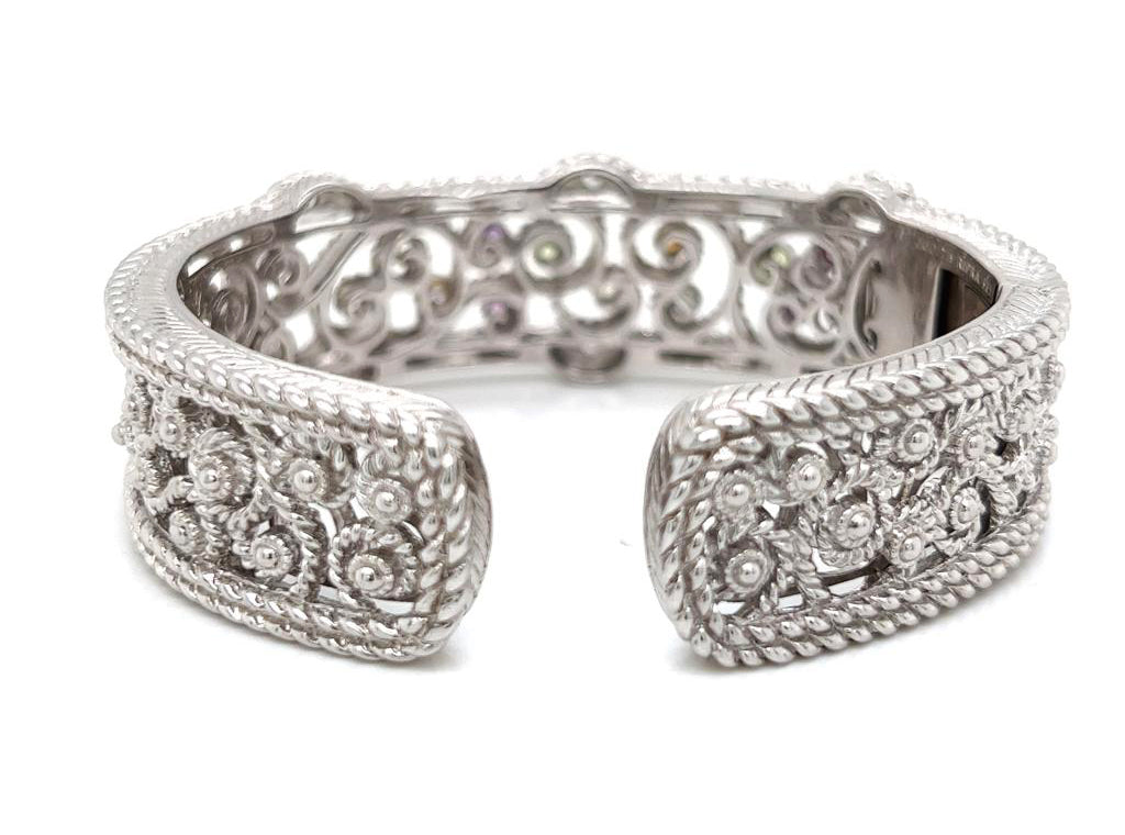 Judith Ripka Multi-Color Cubic Zirconia Silver Bangle