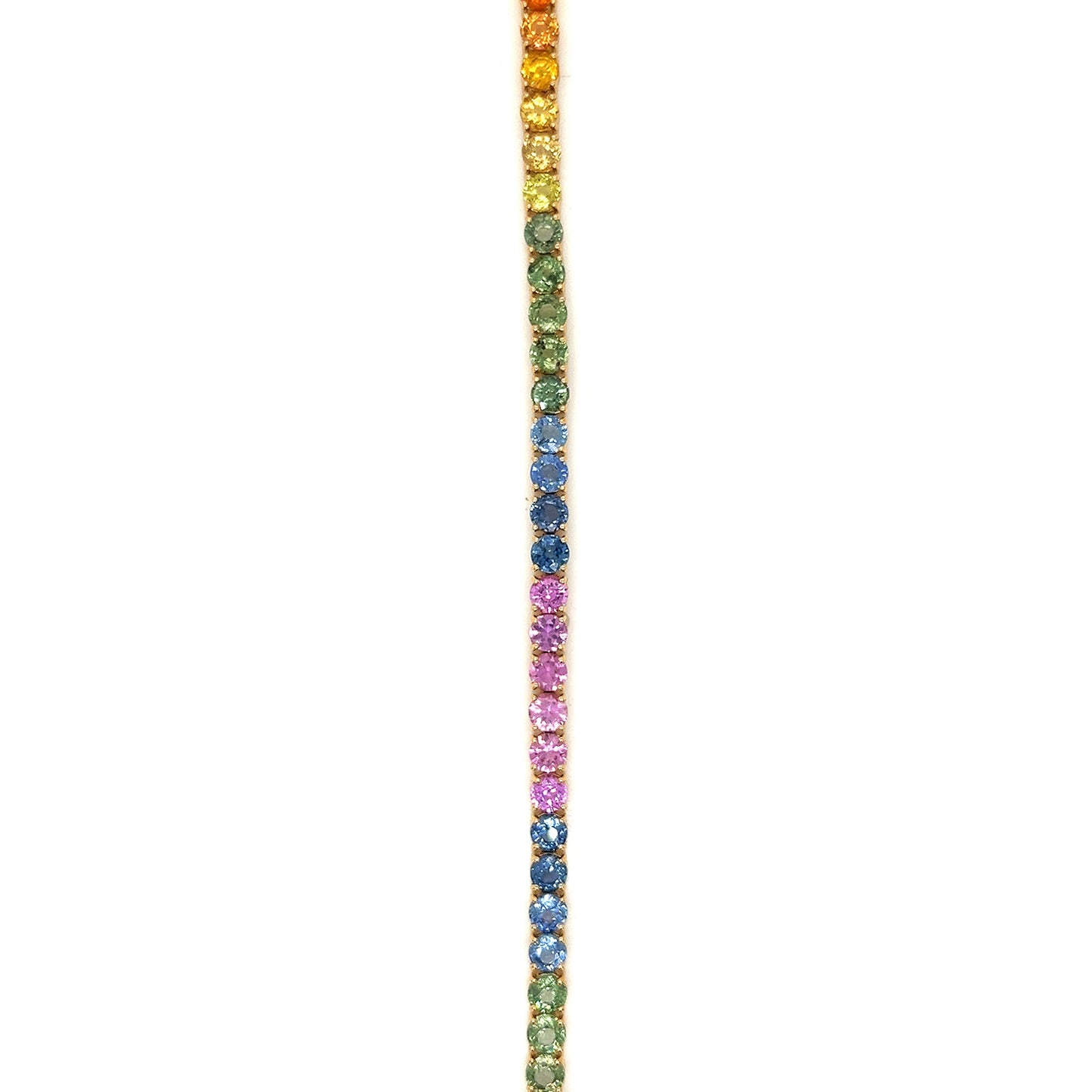 Natural Round Sapphire Multi-Color Rainbow Bracelet, in Yellow Gold