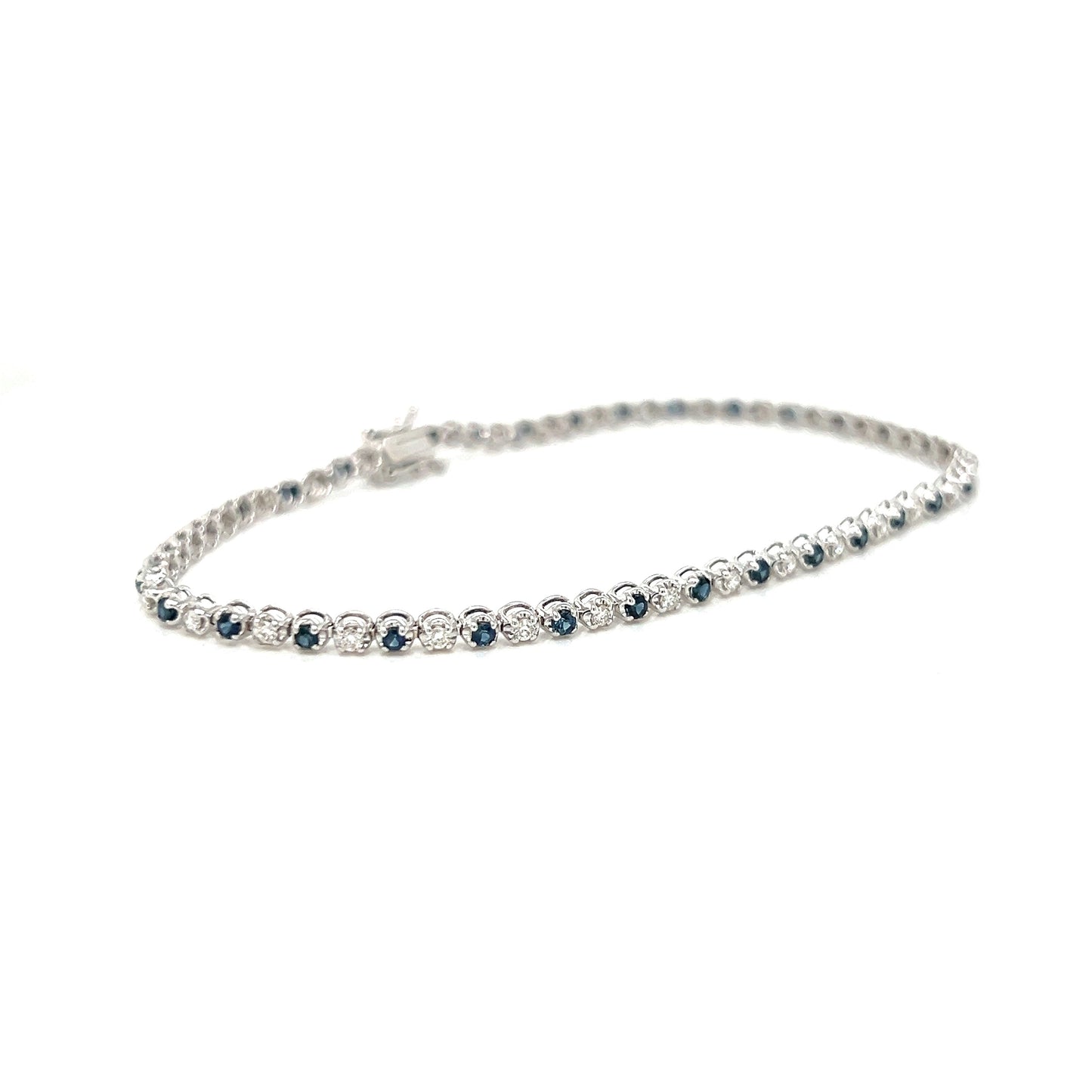 Delicate Tennis Bracelet with Natural Diamonds, in White Gold