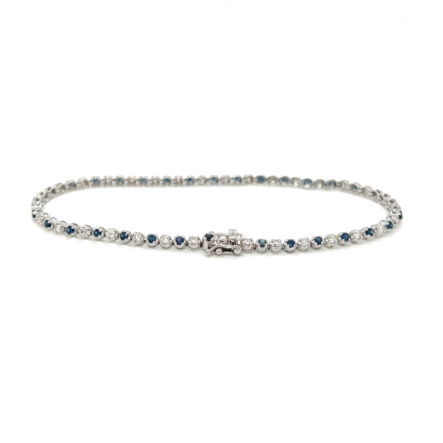 Delicate Tennis Bracelet with Natural Diamonds, in White Gold