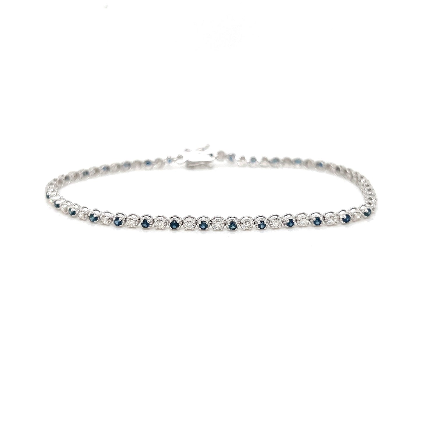 Delicate Tennis Bracelet with Natural Diamonds, in White Gold