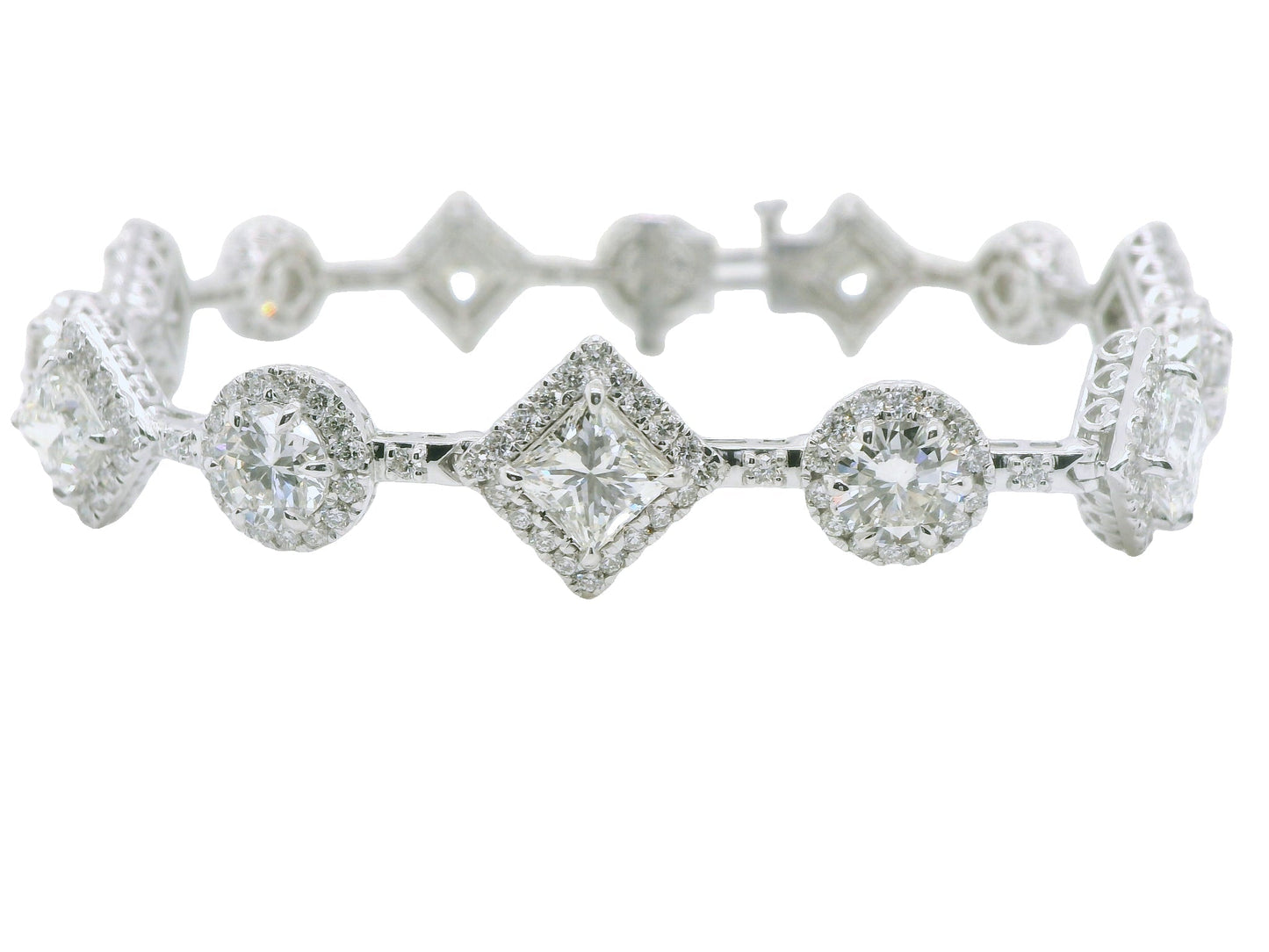 Natural Pear & Round Diamonds Link Bracelet, in White Gold