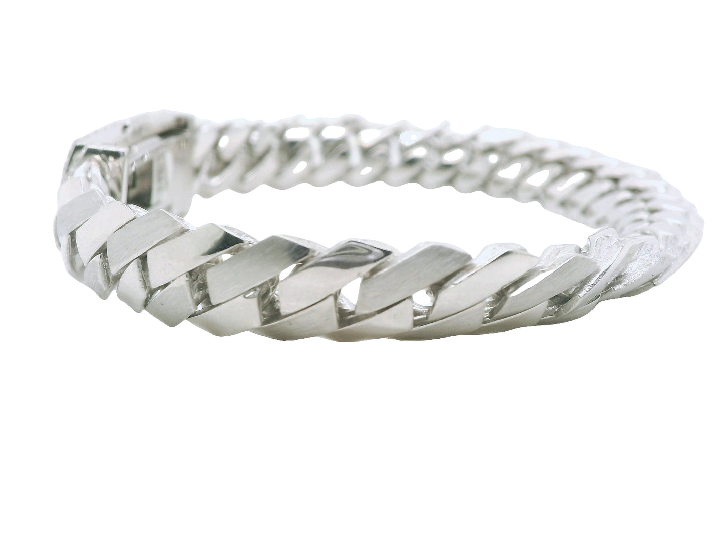 Cuban Link Bracelet with Natural Diamonds, in White Gold