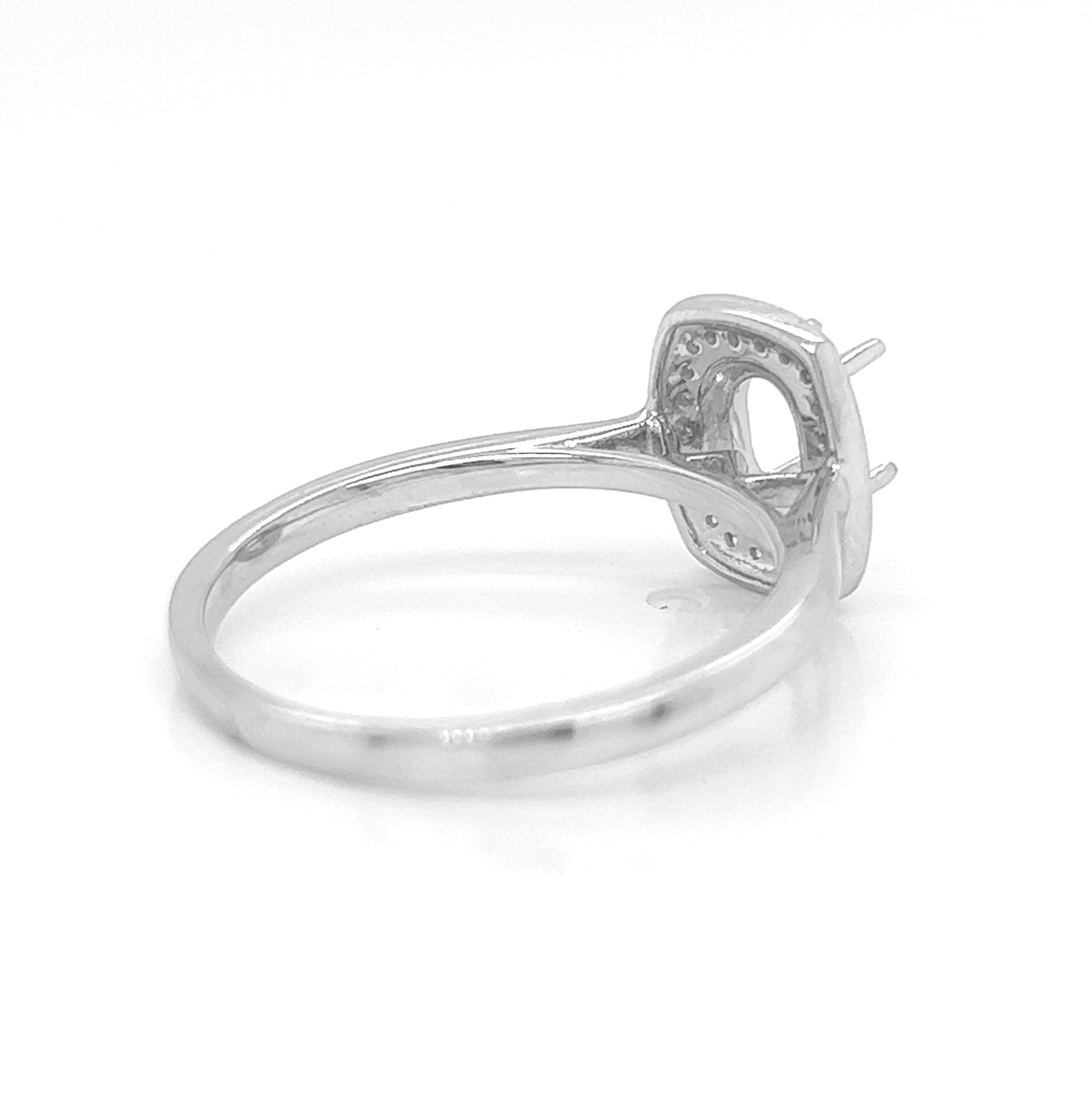 Semi-Mount Fits 5.5 x 4 mm with Natural Diamond Halo Ring, in White Gold