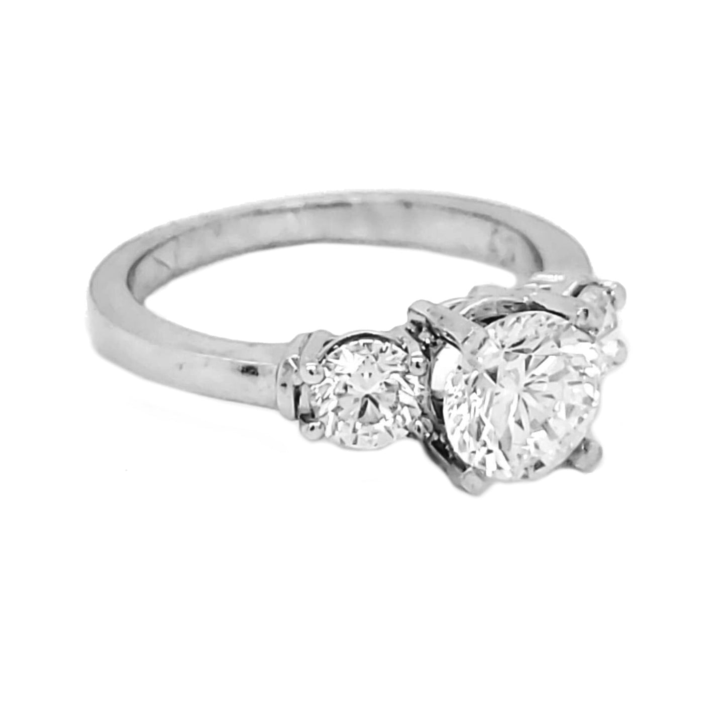 Natural Round Diamond 3 Stone EGL Certified Platinum Ring