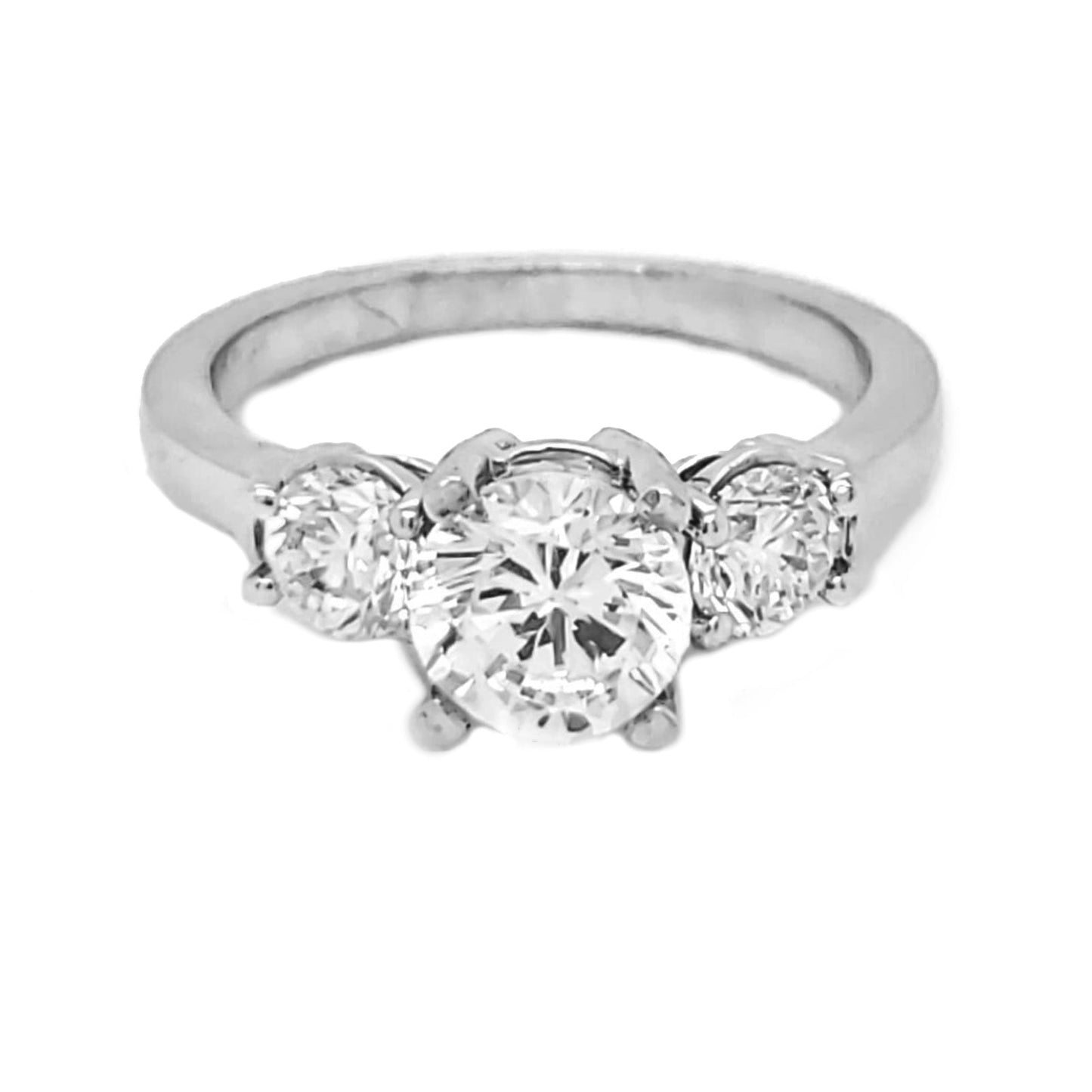 Natural Round Diamond 3 Stone EGL Certified Platinum Ring