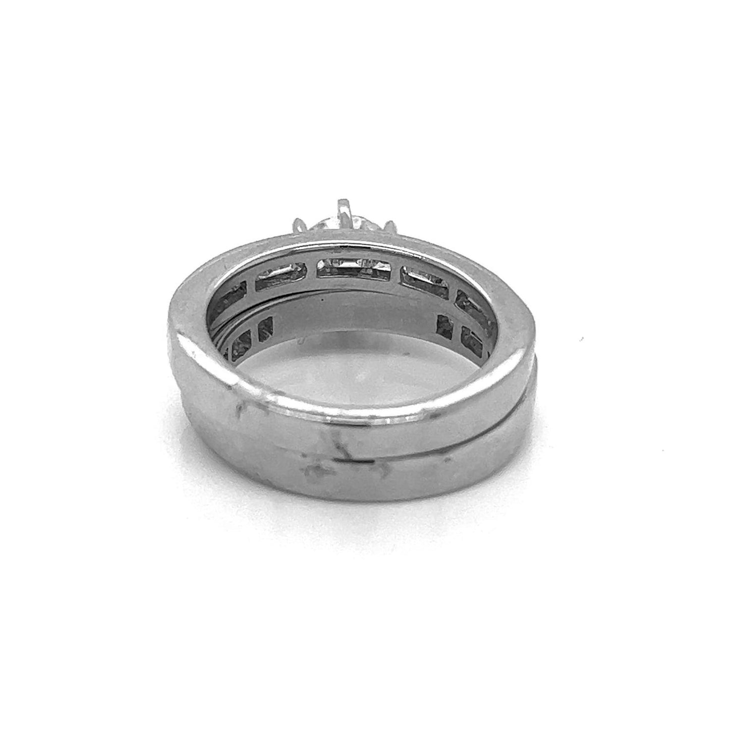 Natural Princess and Baguette Semi-Mount Bridal Band Ring in Platinum