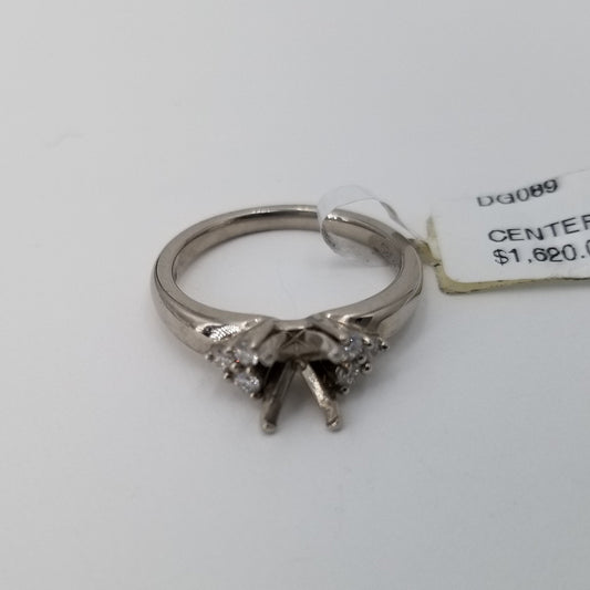 Cubic Zirconia & Natural Diamonds Bridal Platinum Ring