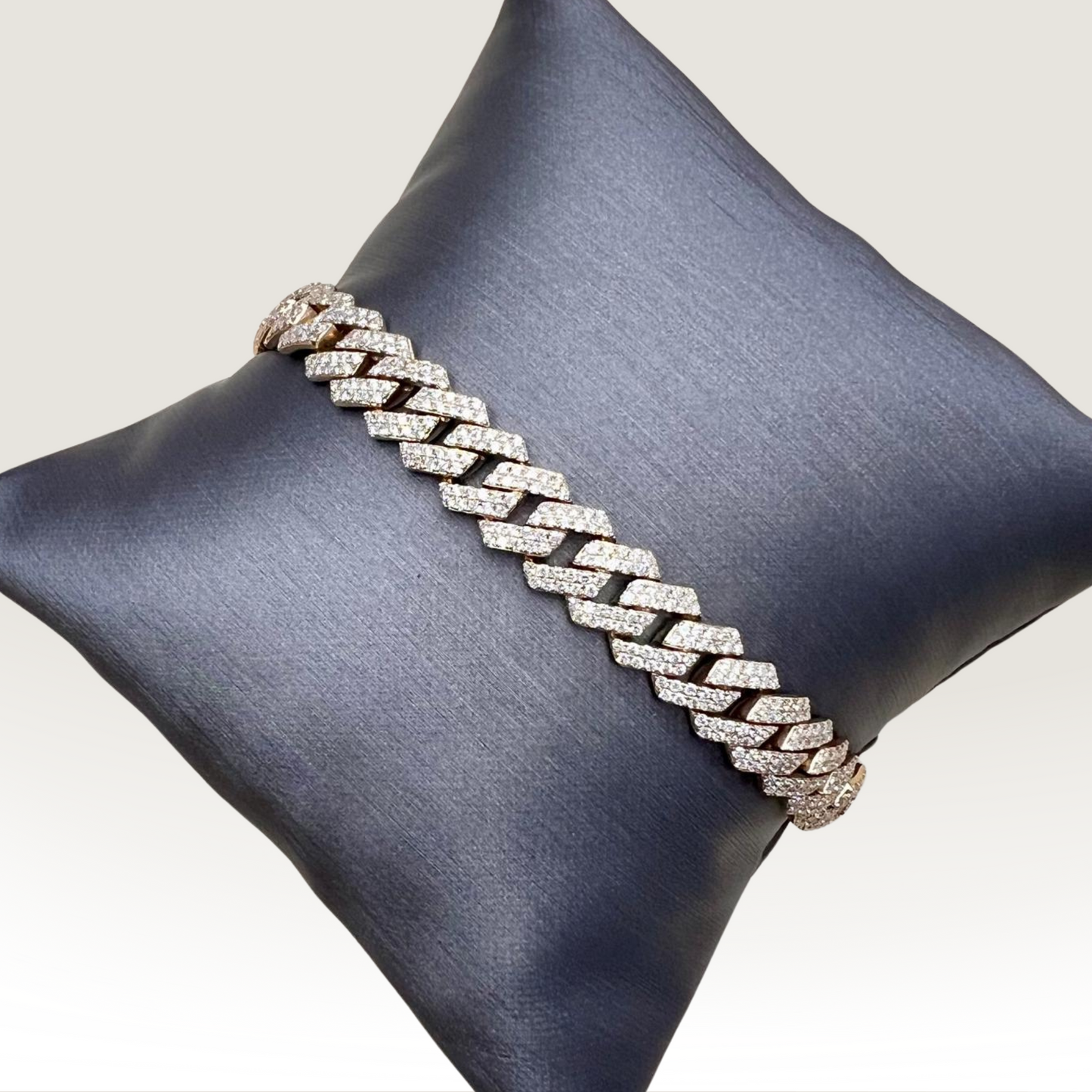 Natural Mined Diamond Cuban Link Bracelet Yellow Gold