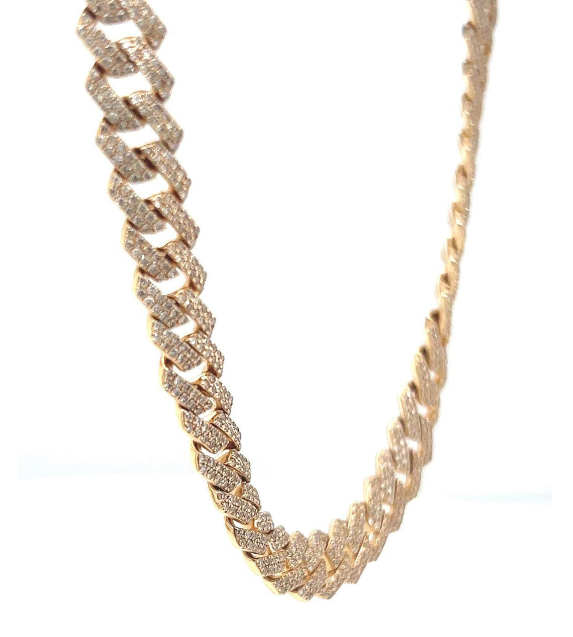 Natural Mined Diamond Cuban Link Necklace Yellow Gold