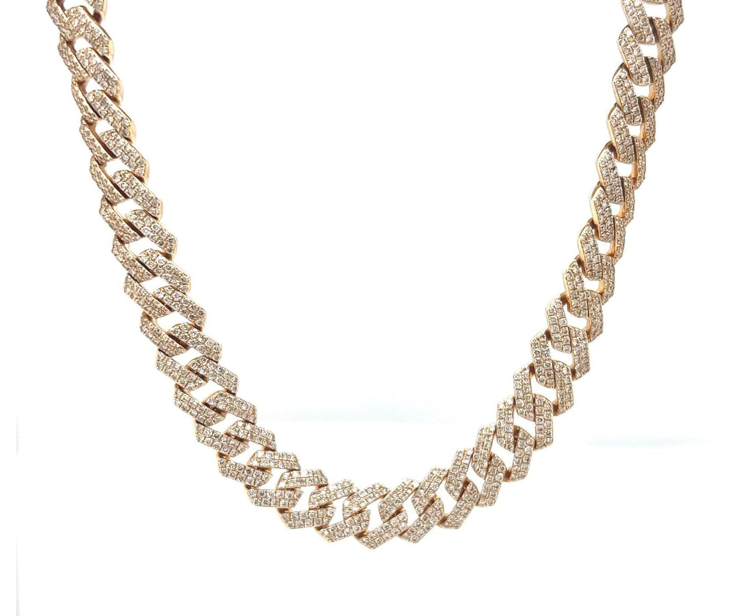 Natural Mined Diamond Cuban Link Necklace Yellow Gold