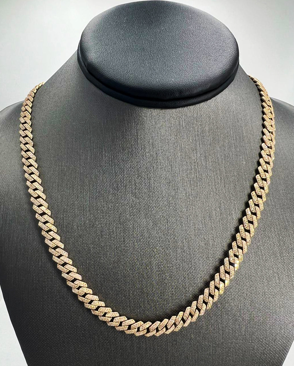 Natural Mined Diamond Cuban Link Necklace Yellow Gold