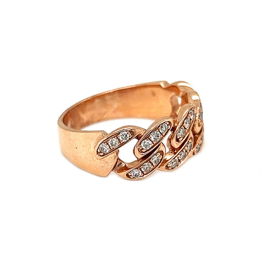 Natural Round Diamond Cuban Band Ring, in White Gold