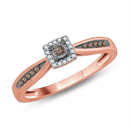 Natural Diamonds with Illusion Setting Cocktail Ring, in Rose Gold