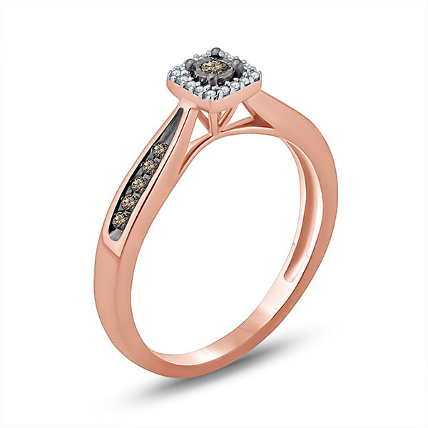 Natural Diamonds with Illusion Setting Cocktail Ring, in Rose Gold