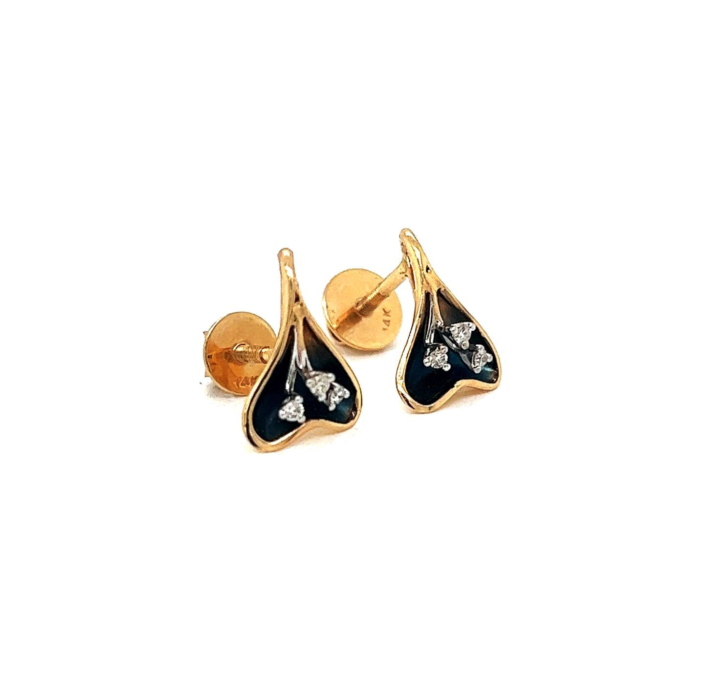 Natural Diamond Flower Cocktail Stud Earrings, in Yellow Gold