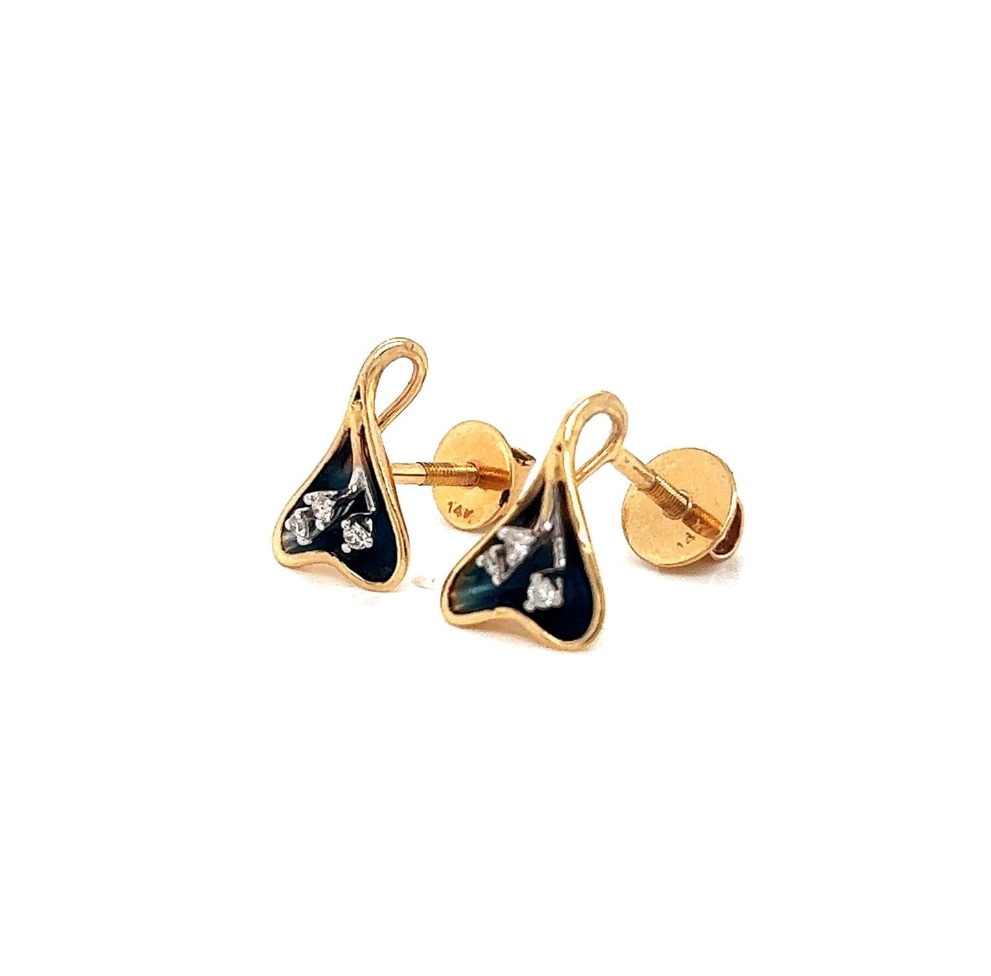 Natural Diamond Flower Cocktail Stud Earrings, in Yellow Gold