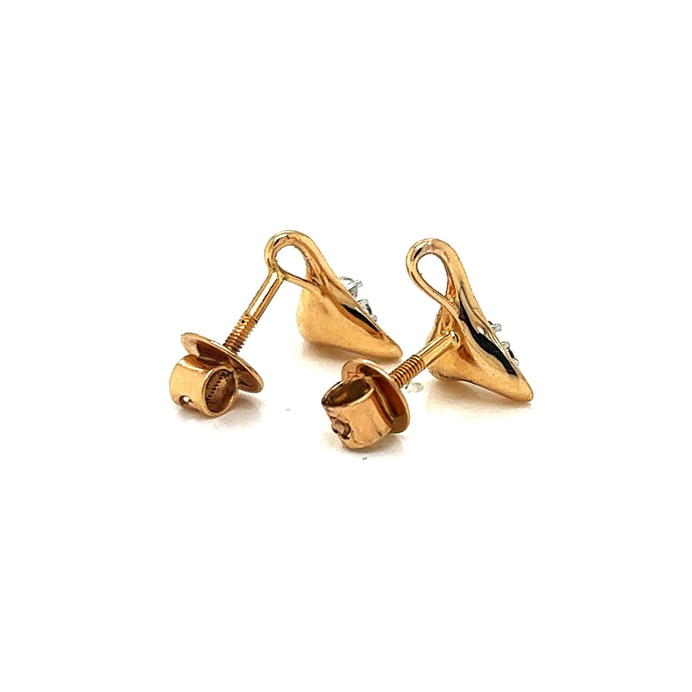 Natural Diamond Flower Cocktail Stud Earrings, in Yellow Gold