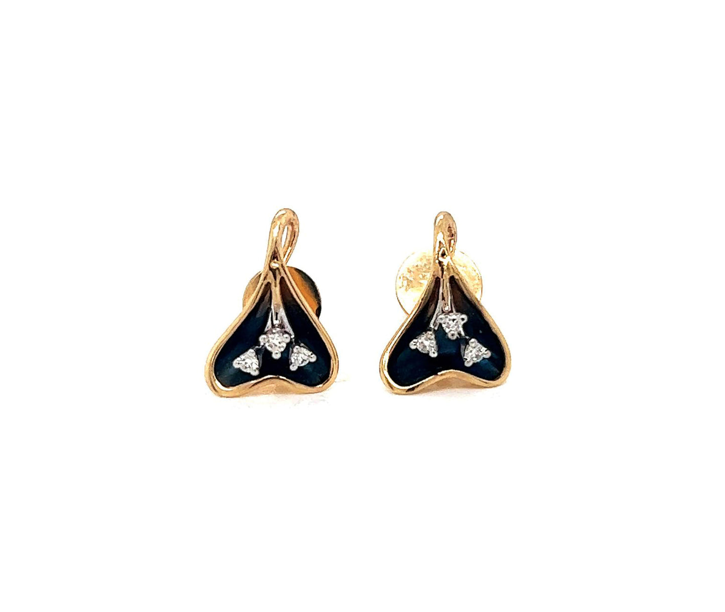 Natural Diamond Flower Cocktail Stud Earrings, in Yellow Gold