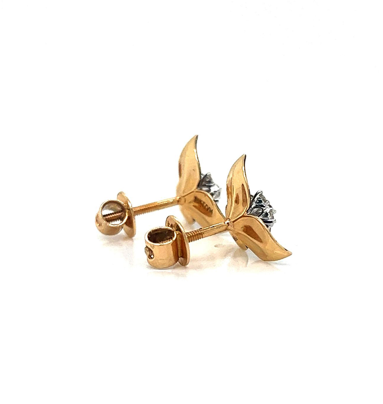Natural Diamond Flower Cocktail Stud Earring, in Yellow Gold