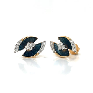 Natural Diamond Eye-Shape Cocktail Earrings, in Yellow Gold