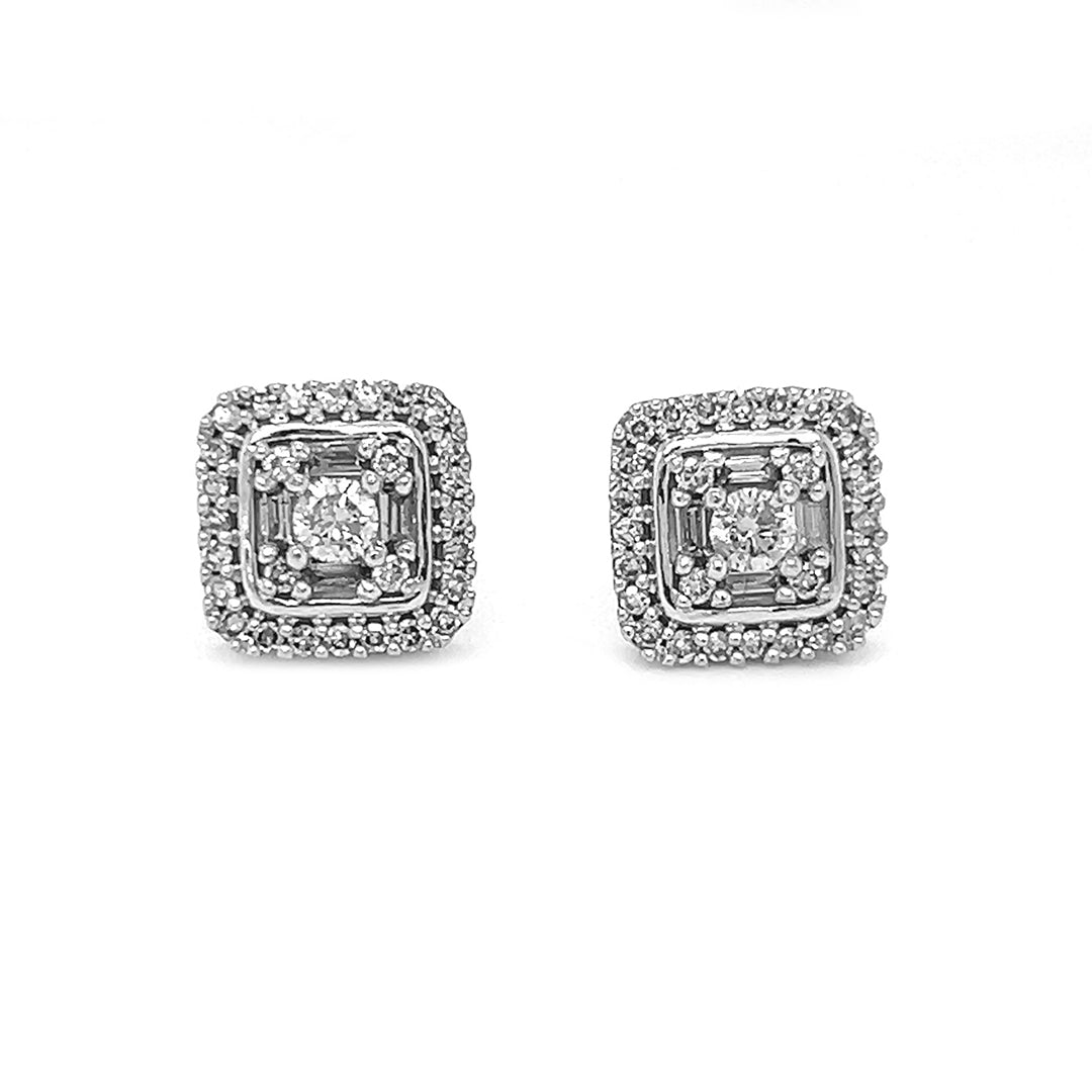 Natural Diamond Illusion Bridal Stud Earring, in White Gold