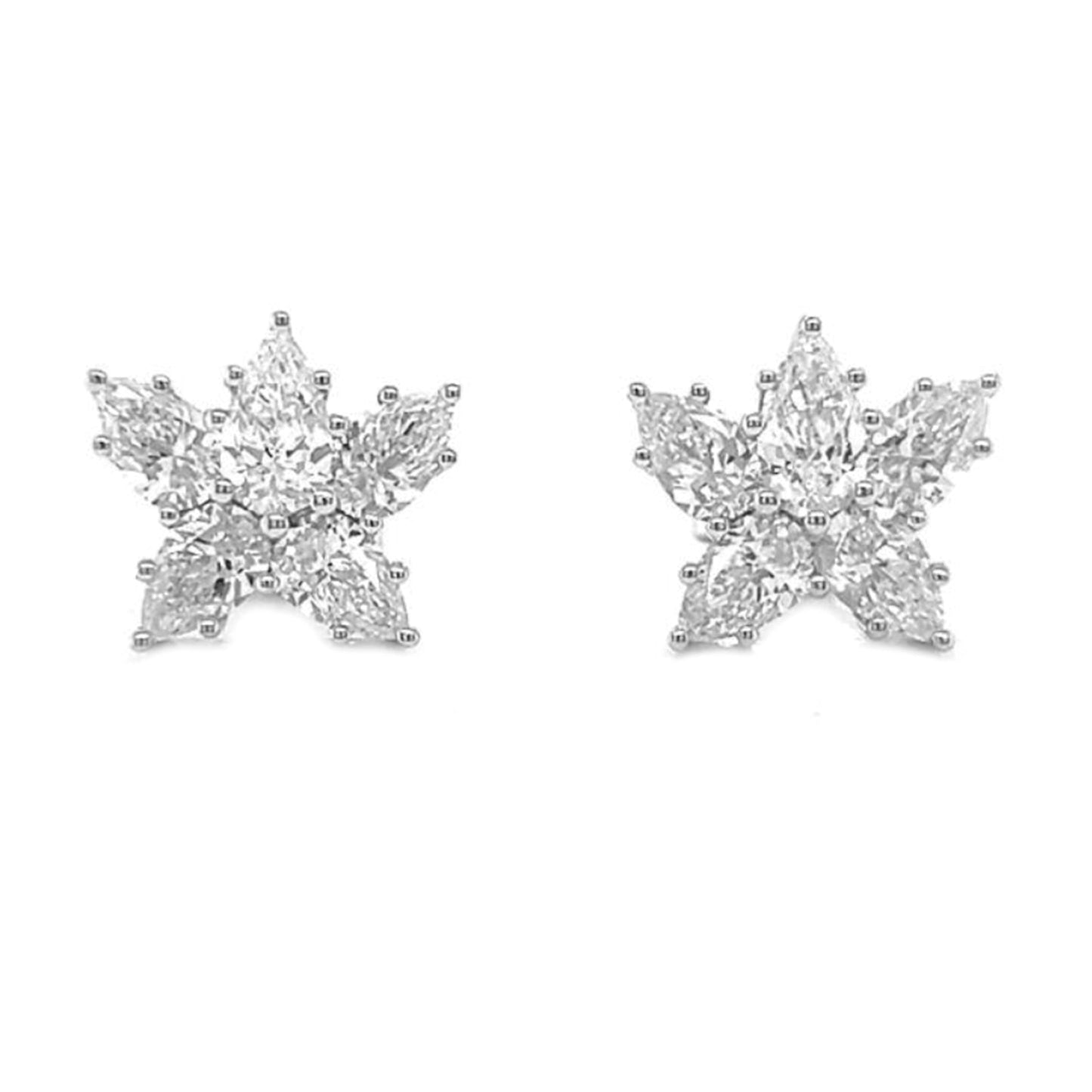 Natural Pear Shaped Diamond Cluster Cocktail Earrings, in White Gold