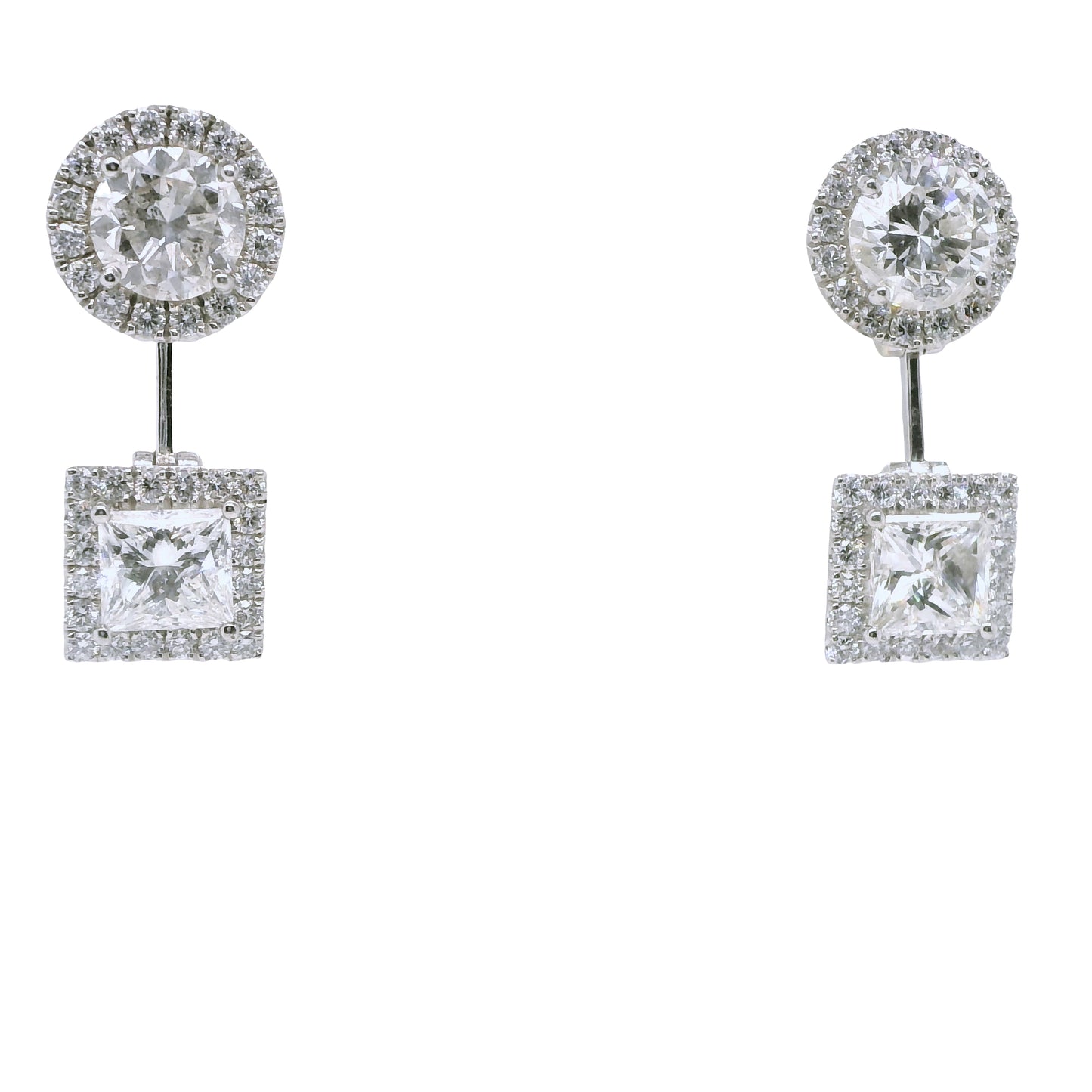 6.63 ct.t.w. Natural Diamond Halo Cocktail Earrings, in White Gold