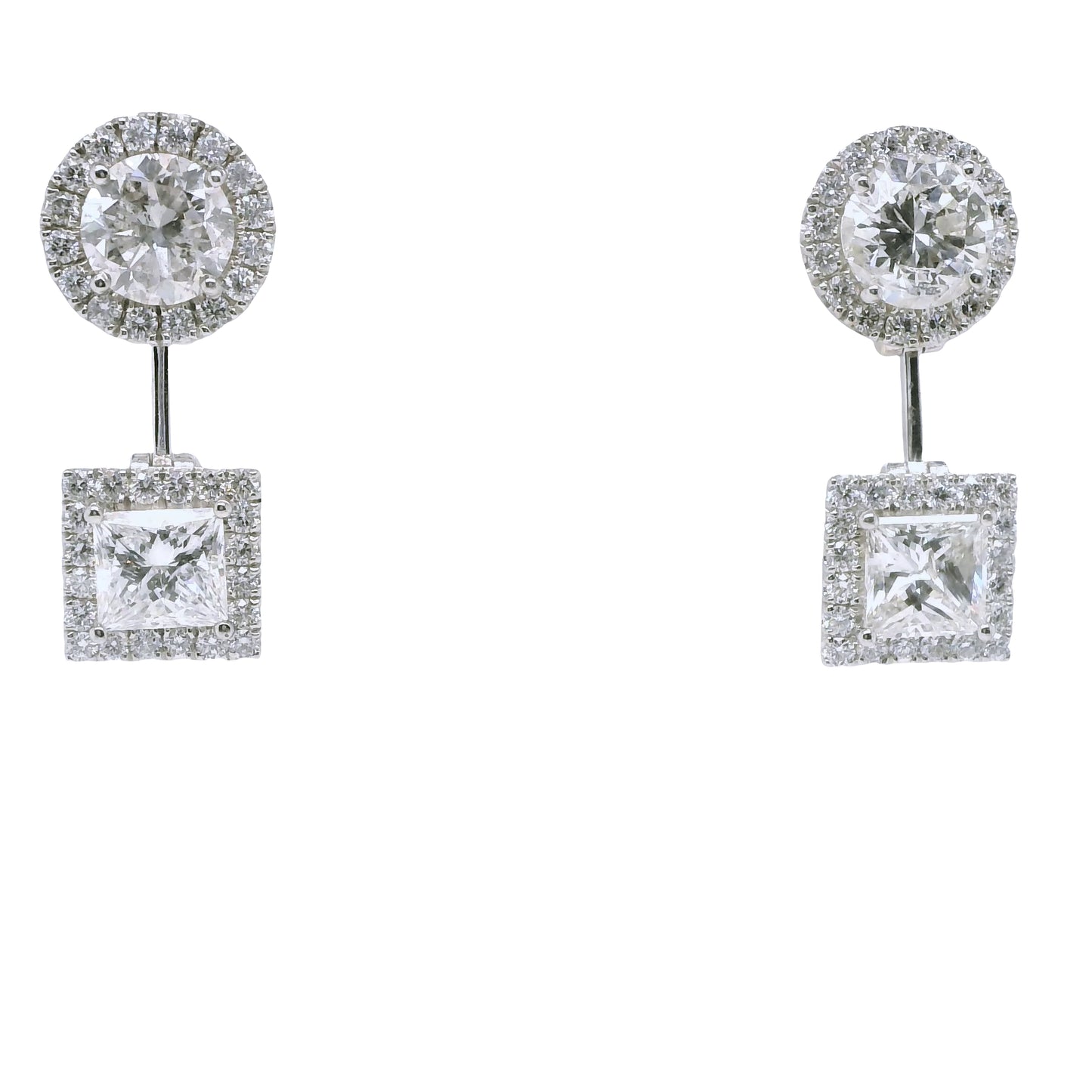 6.63 ct.t.w. Natural Diamond Halo Cocktail Earrings, in White Gold