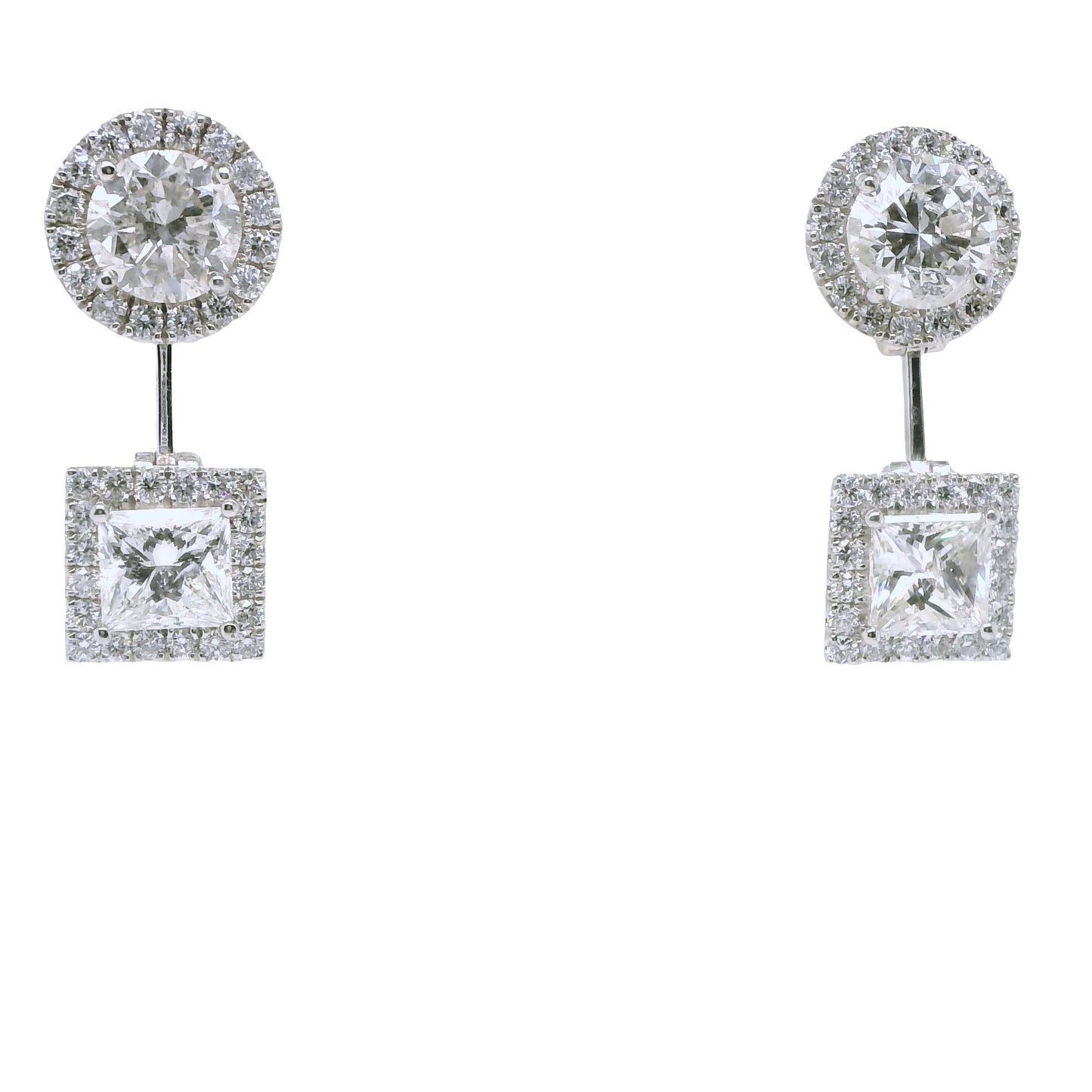 6.63 ct.t.w. Natural Diamond Halo Cocktail Earrings, in White Gold