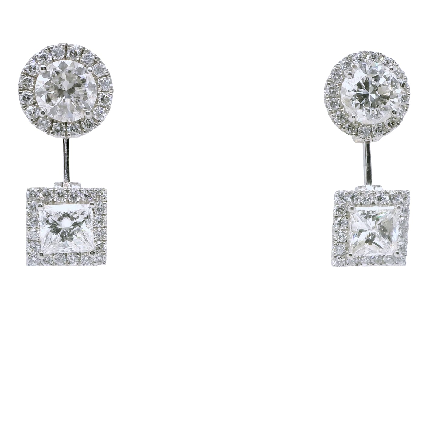 6.63 ct.t.w. Natural Diamond Halo Cocktail Earrings, in White Gold