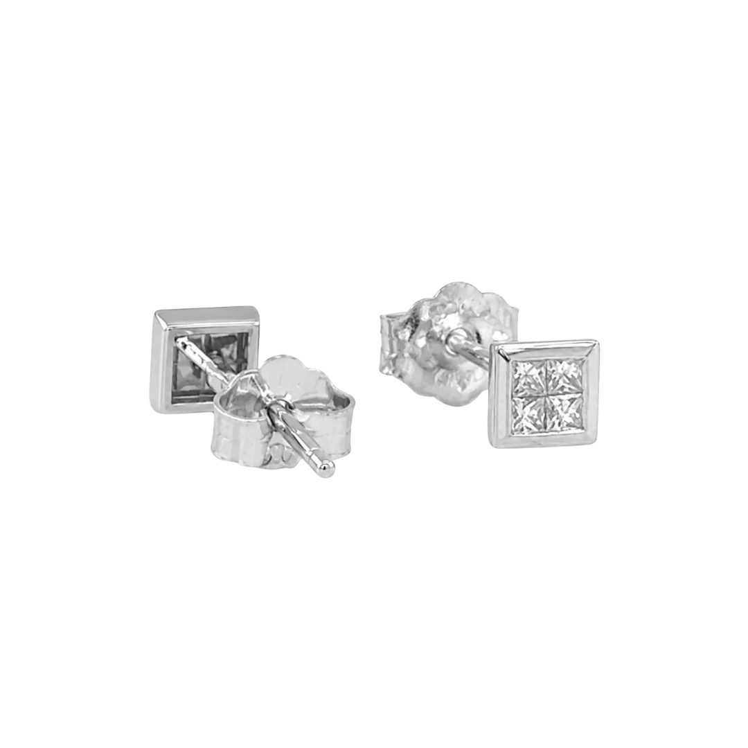 Natural Diamond Earring Studs, in White Gold