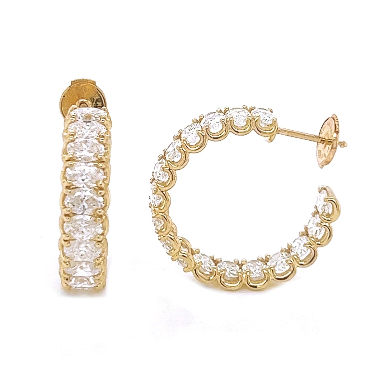 Natural Oval Cut Diamond Inside-Out Hoop Earrings, in Yellow Gold