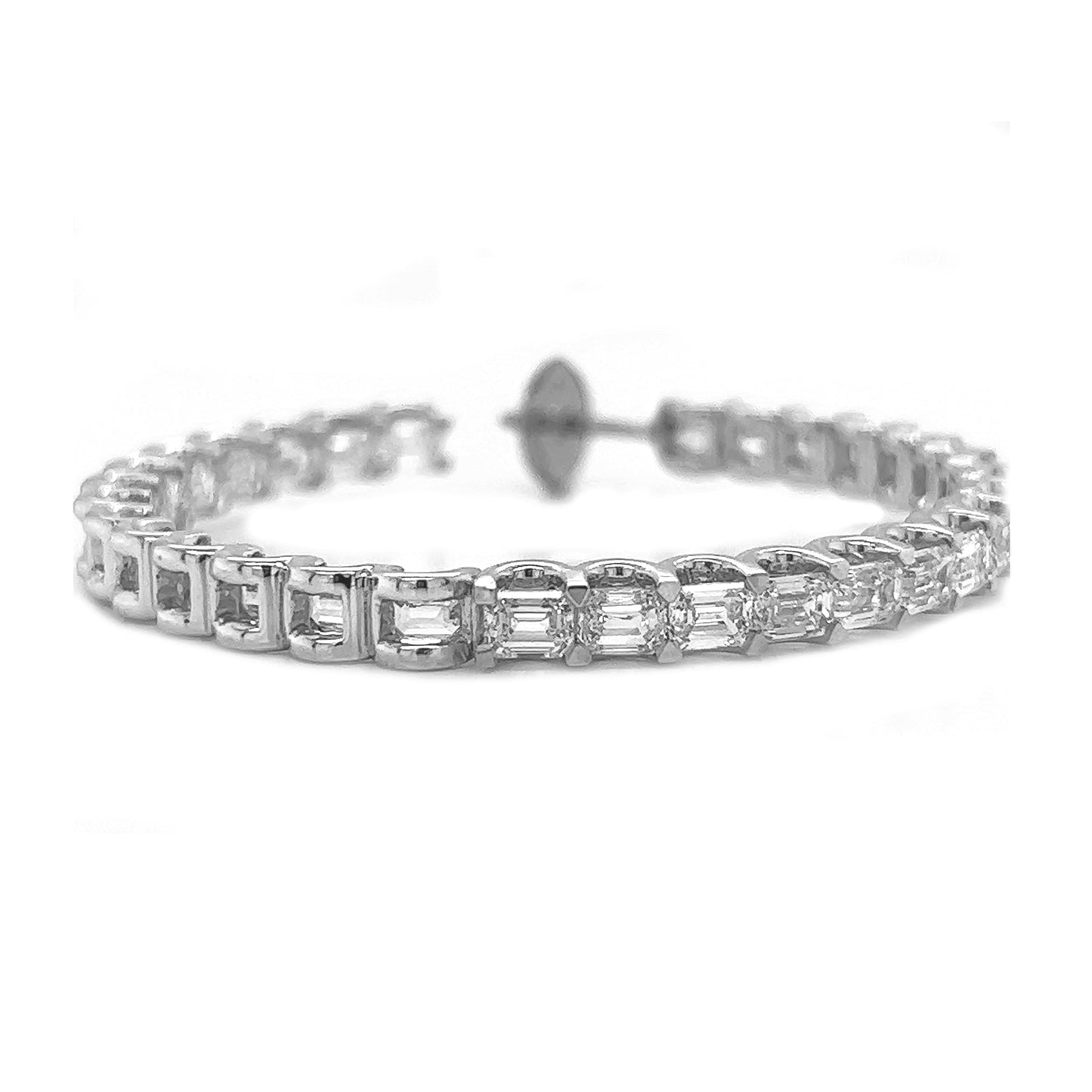 Natural Mined Emerald Cut Diamond Hoop Earrings White Gold