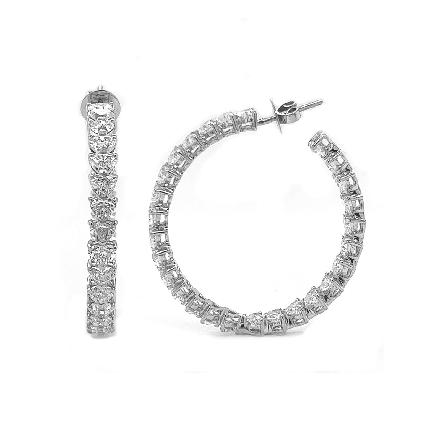 Natural Heart Cut Diamond Inside-Out Hoop Earrings White Gold