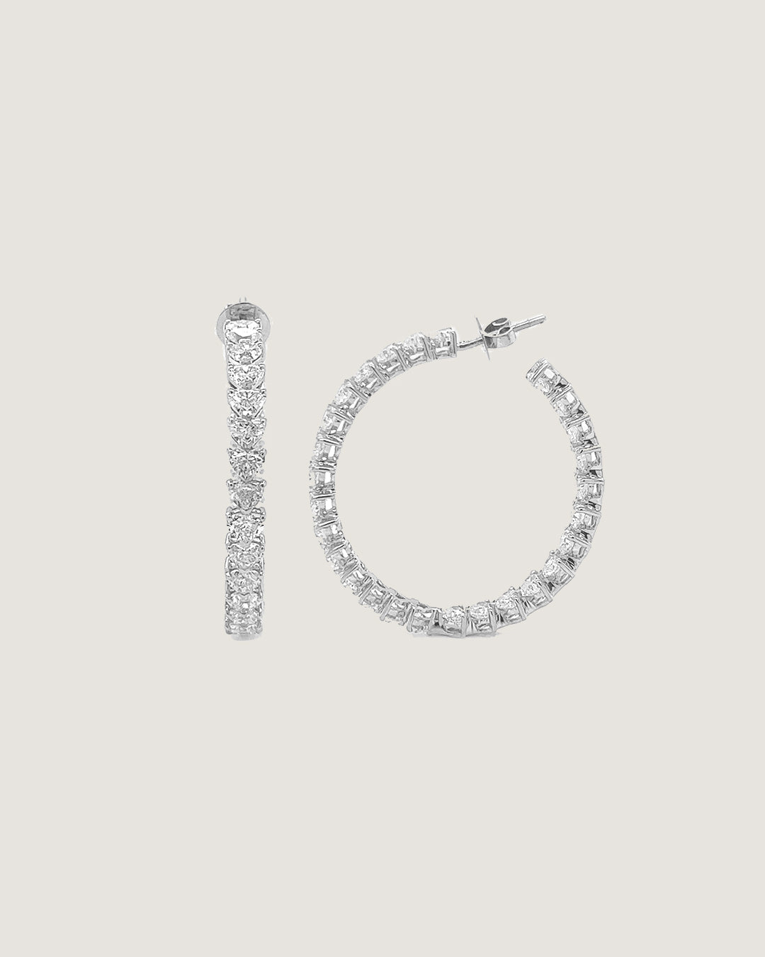 Heartbeat Diamond Inside-Out Hoop Earrings, in White Gold