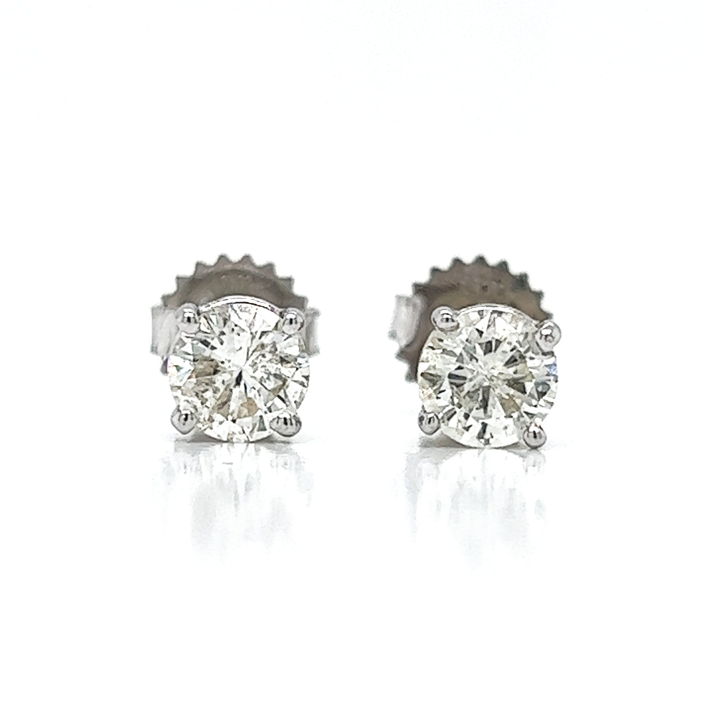 1.20 ct.tw. Natural Round Diamond Stud Earrings, in White Gold