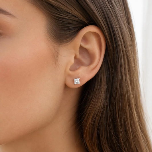 Princess cut diamond on a model