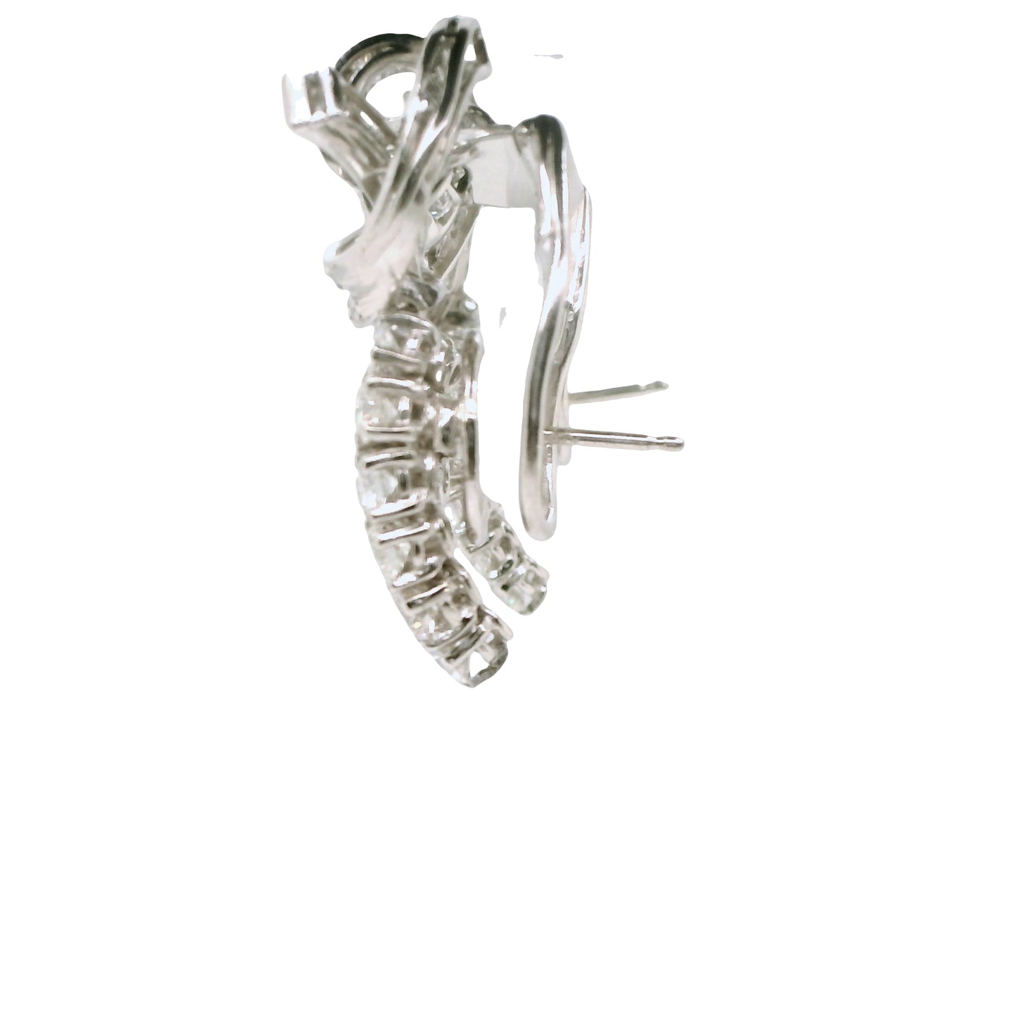 Vintage Art Deco Natural Diamond Cocktail Earrings in Platinum - Preowned