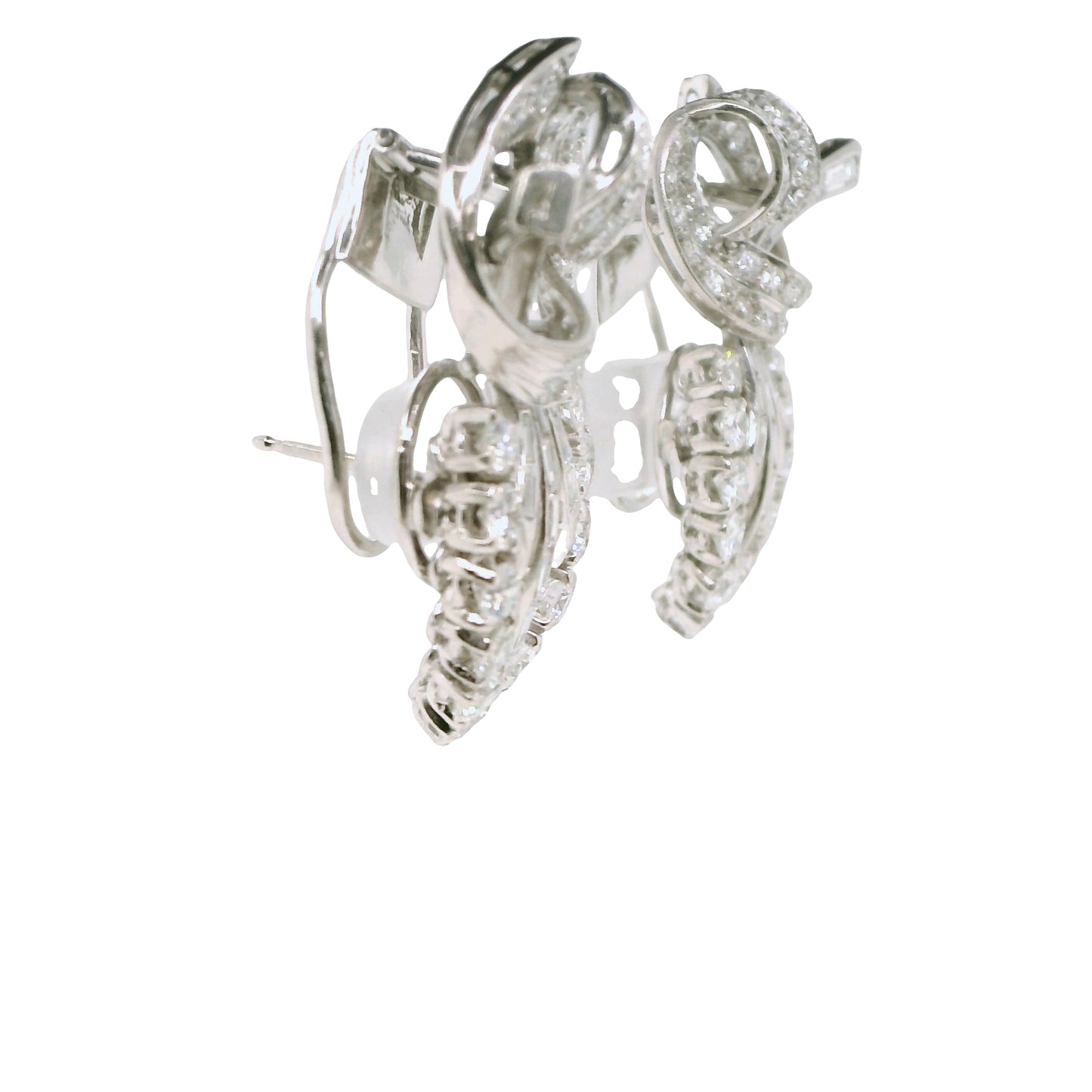 Vintage Art Deco Natural Diamond Cocktail Earrings in Platinum - Preowned