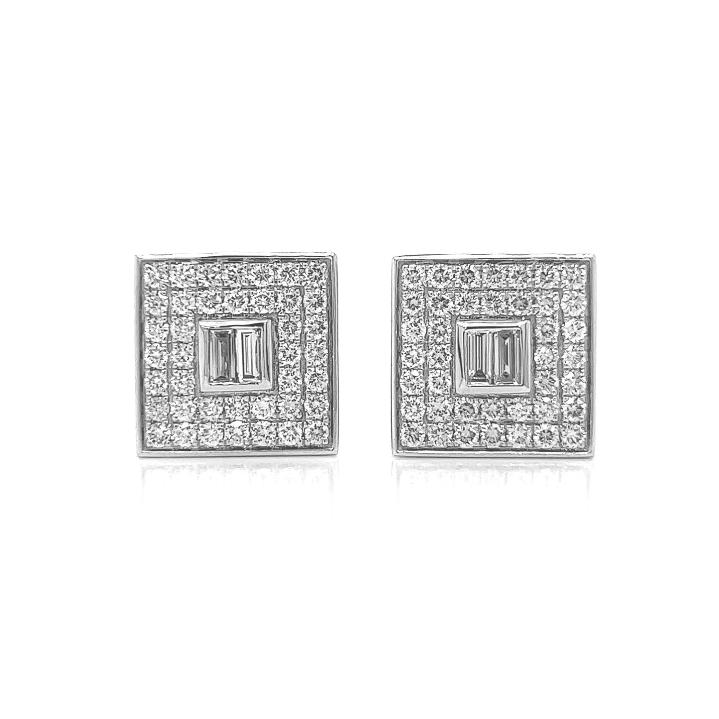 Natural Diamond Cocktail Mens Cufflinks, in White Gold