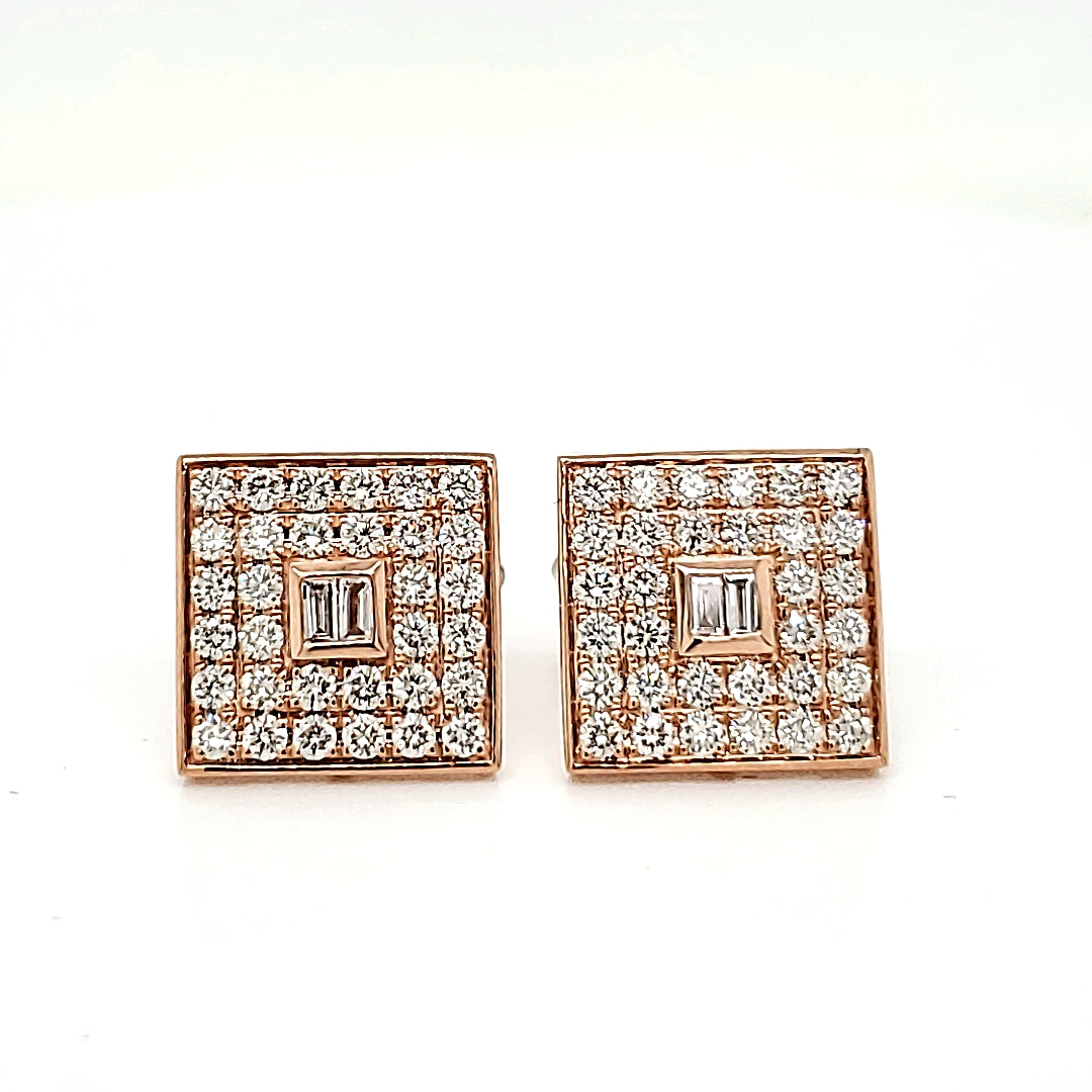 Natural Diamond Cocktail Cufflinks, in Rose Gold